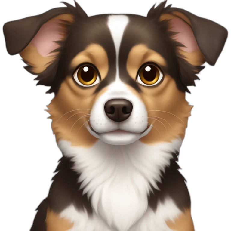black fur some brown fur no white fur chihuahua, australian shepherd dog mix emoji