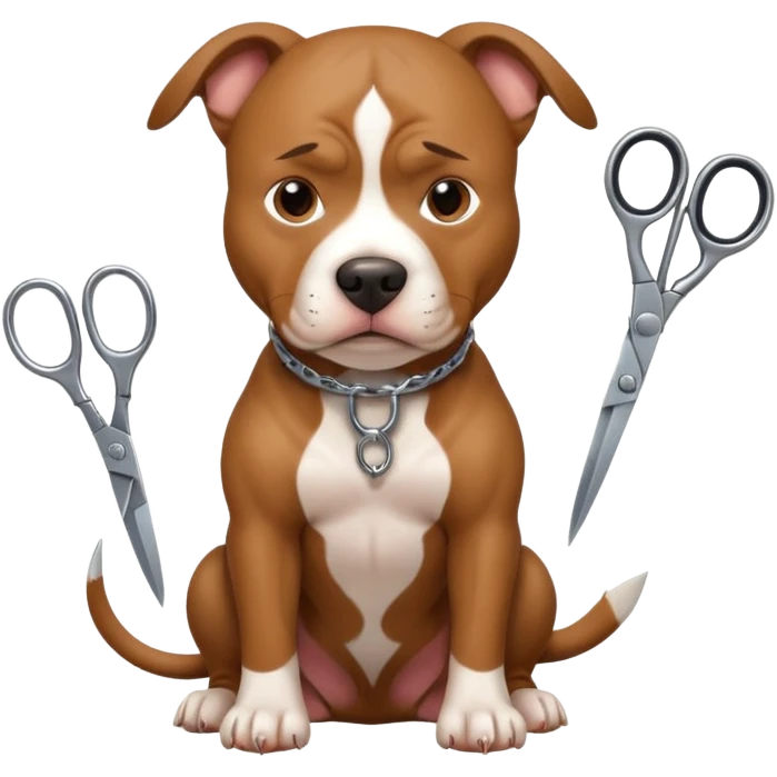 Dog pitbull with scissors emoji