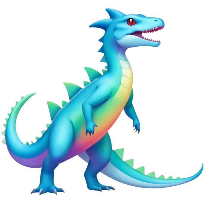 Colorful Iridescent Exotic Aurorus-Amaura-Croconaw-Salamence-Fakémon-hybrid-creature (full body)  emoji