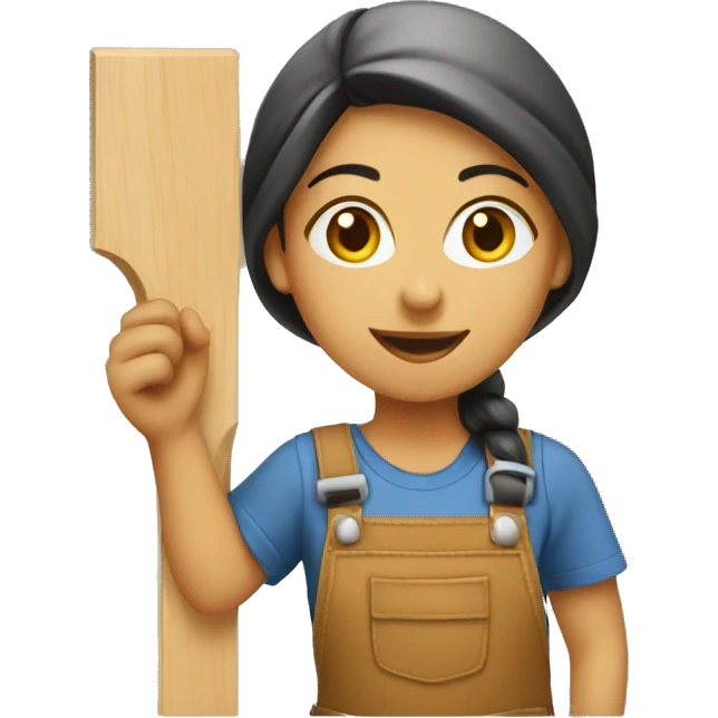 female carpenter working with wood emoji