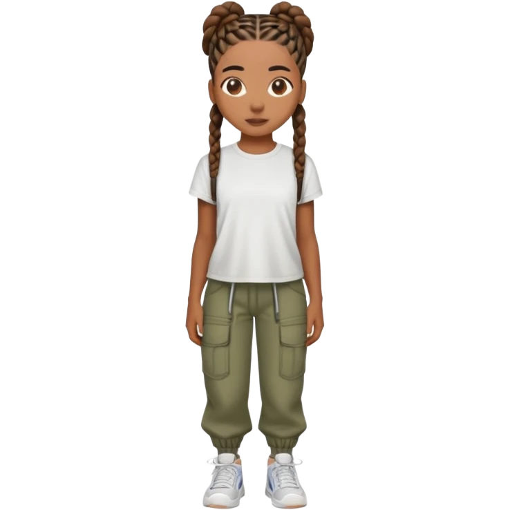 brown skin gurl wiht straight backs and cropped tea wiht baggy pants emoji
