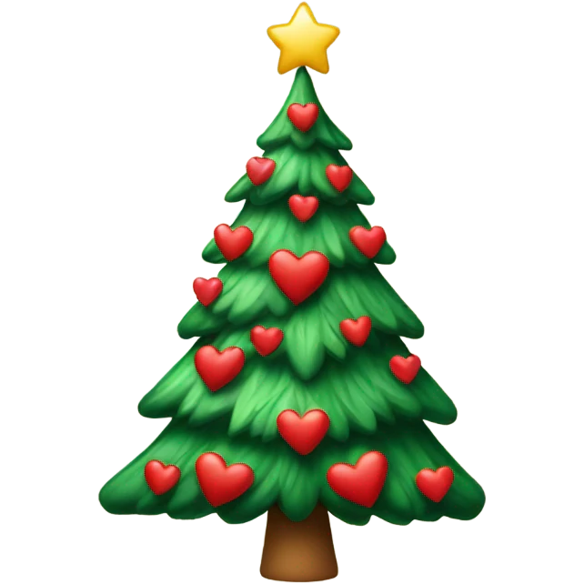 Christmas tree with hearts for ornaments emoji