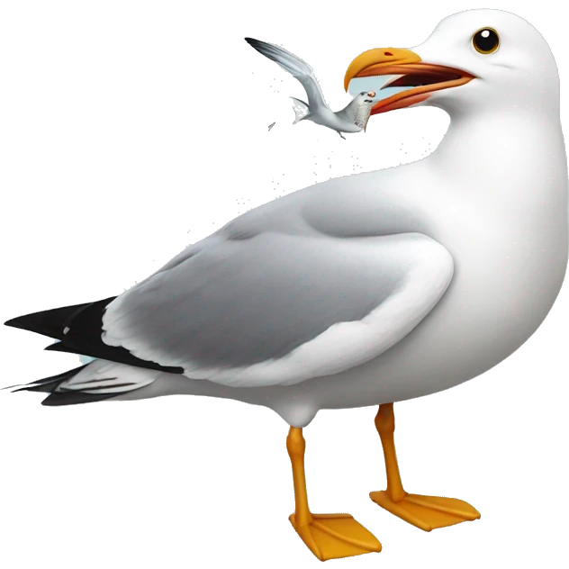 Seagull eating fish emoji