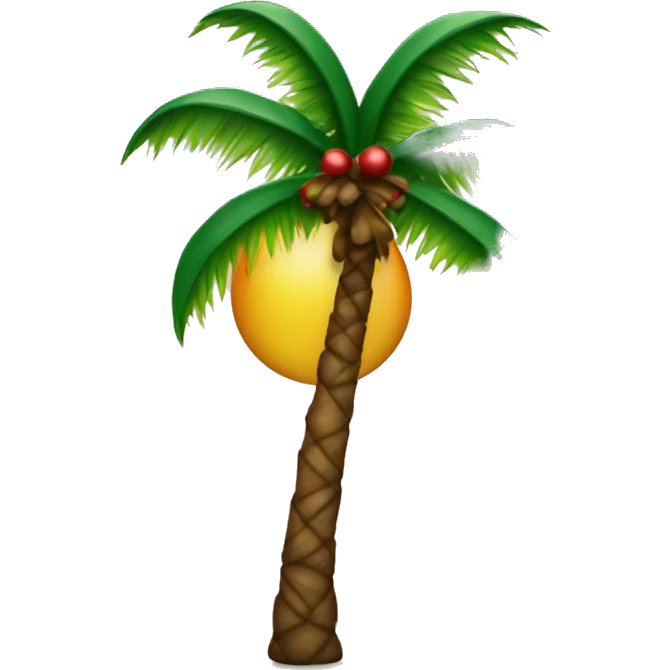 Palm tree decorated as christmas emoji