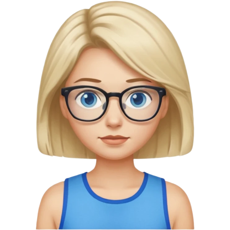 Bionda occhi celesti occhiali pantaloncini top emoji