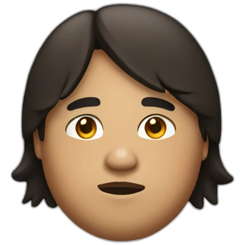 Brown somewhat fat boy with black mid long straight hair emoji