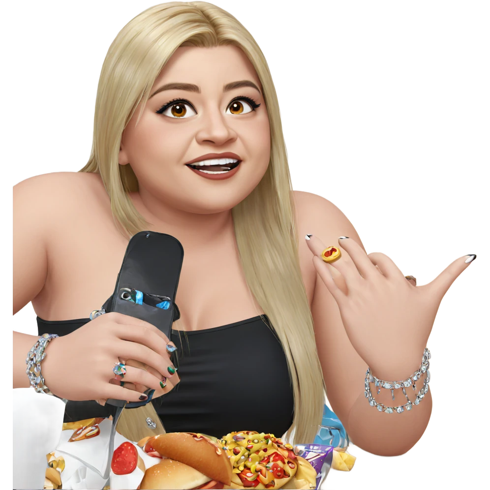 girl with food and jewelry emoji