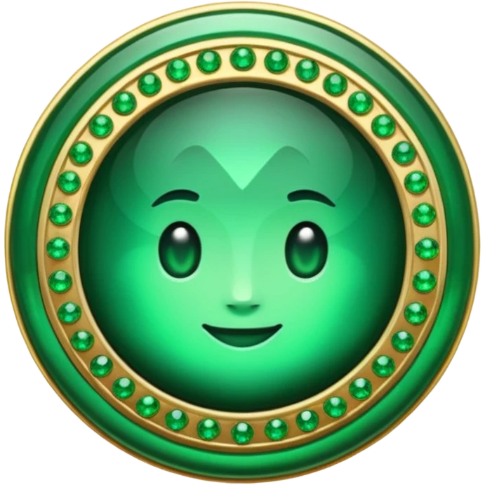 Create a custom emoji badge featuring a stylized, letter “S”. Theme it according to the Emerald rank from League of Legends. Use deep green gemstones, bright emerald glows, and polished metallic framing. Luxurious and clean.
 emoji