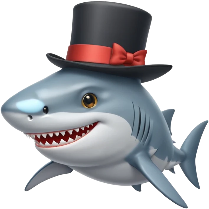 Shark with a top hat emoji