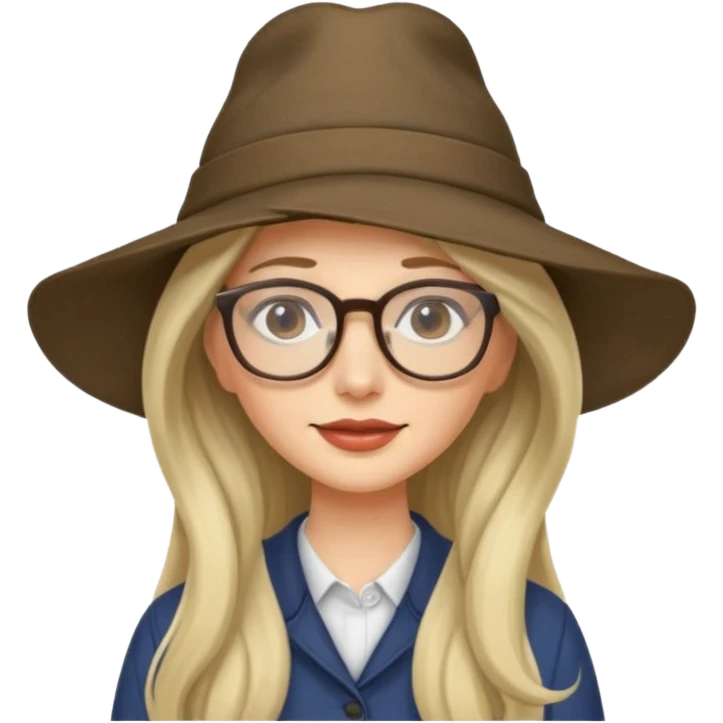 long hair fly with glasses and hat emoji