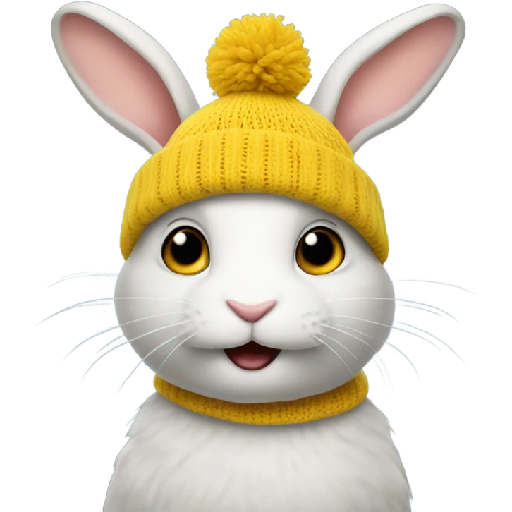 Rabbit with a yellow knit hat emoji