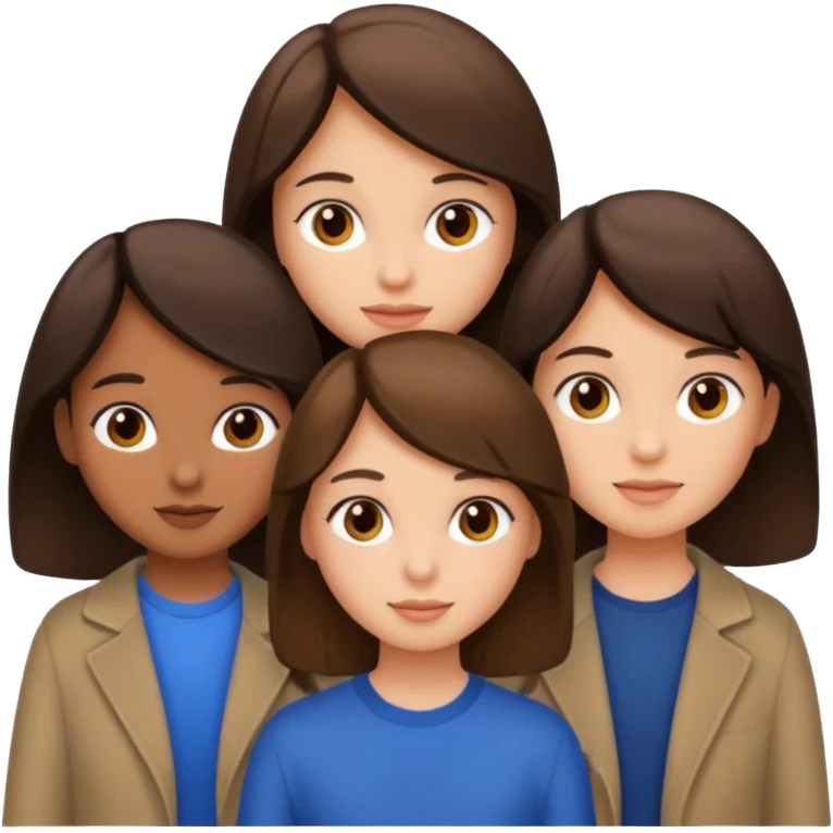 Two girls one boy brunnete  emoji