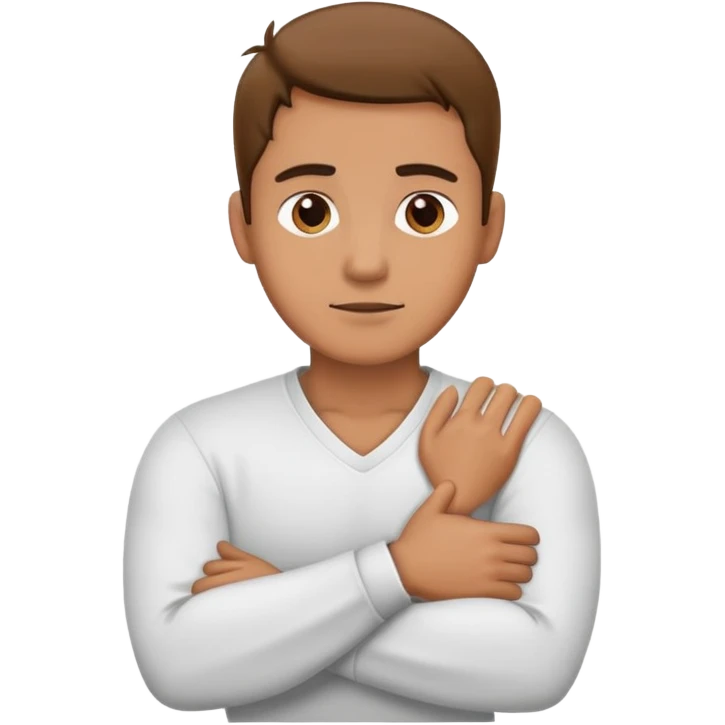 Guy holding his neck with his arms crossed over his chest emoji