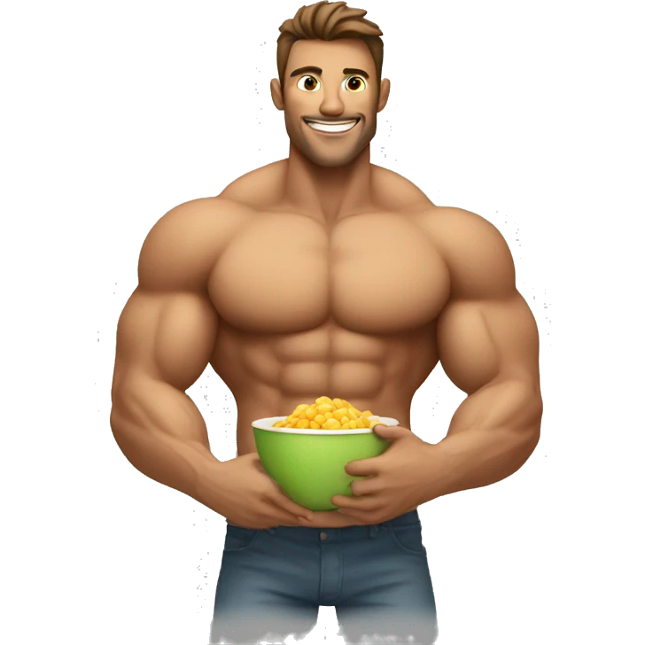 muscular guy eating healthy emoji