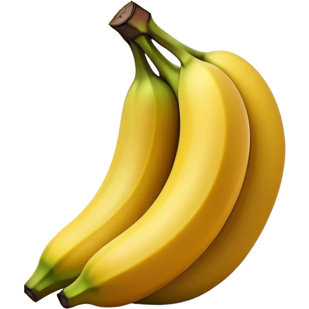 Cinematic bright yellow banana, smooth peel with gentle curves, slightly ripened, stacked in a charming bunch, warm glowing background, soft and inviting. emoji