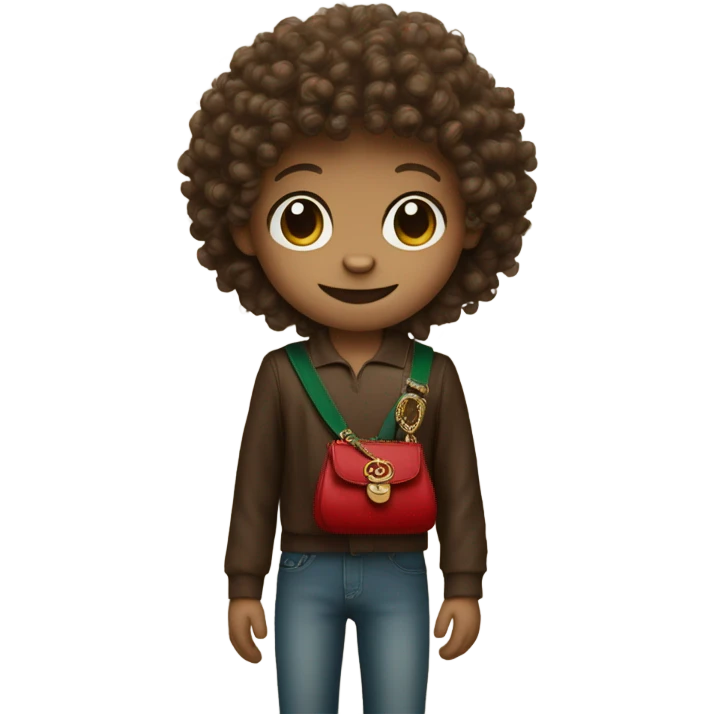 Curly haired monkey with gucci bag emoji