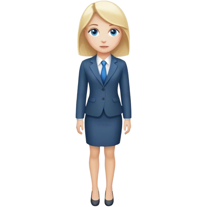 A blond girl blue eyes wearing a Business Outfit, whole body emoji