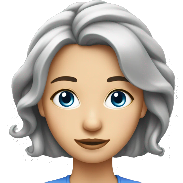 femme 40 a aux yeux bleus avec les cheveux mi-long gris emoji
