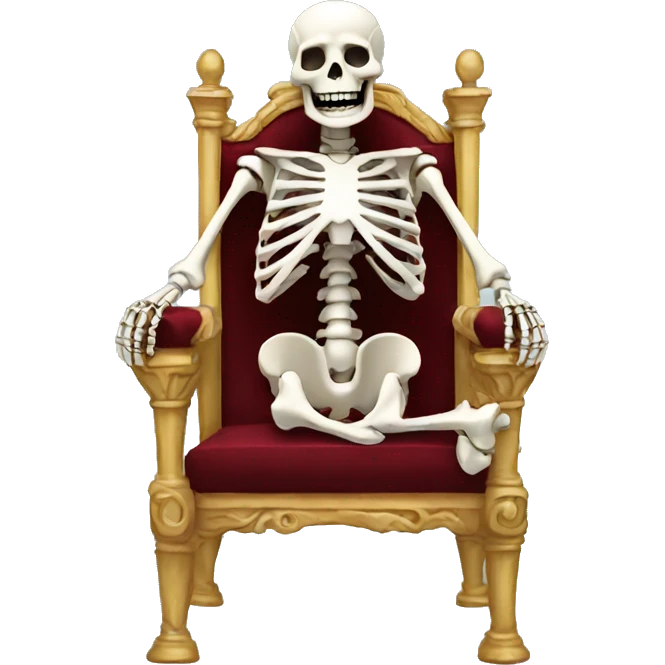 A laughing skeleton on a throne emoji