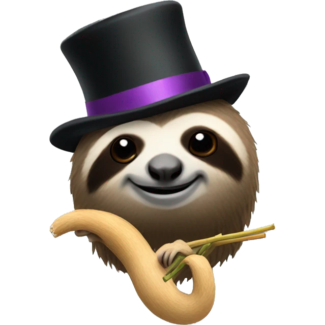 sloth with top hat eating spegeti emoji