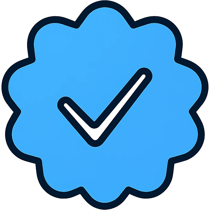 Blue tick with subtle gradient, Instagram verification badge, simple and recognizable emoji