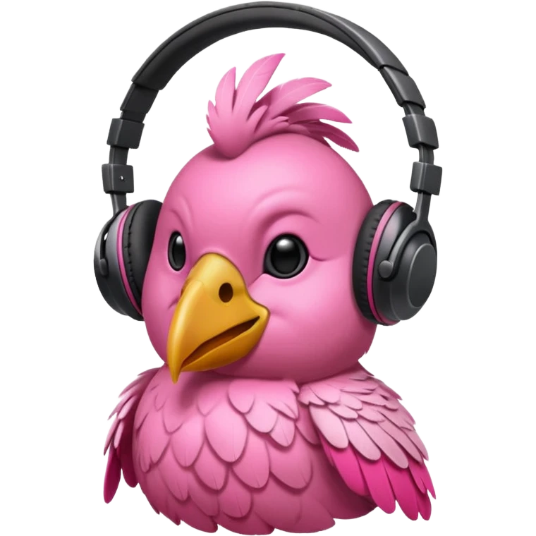 bird ancient with headphone, pink emoji