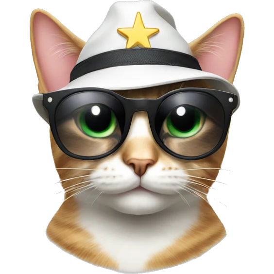 cat wearing sunglasses and a star hat emoji