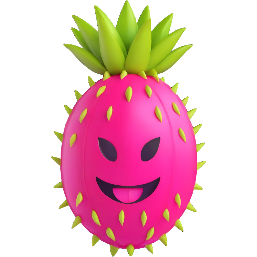 A dragon fruit in a 3D emoji style, highlighting its depth and vibrant colors emoji