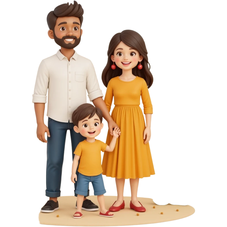 2d flat front view of a family of 3, dad, mom, child front center emoji
