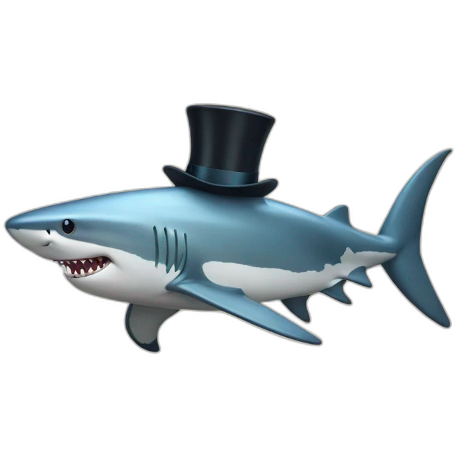 Shark with a top hat emoji