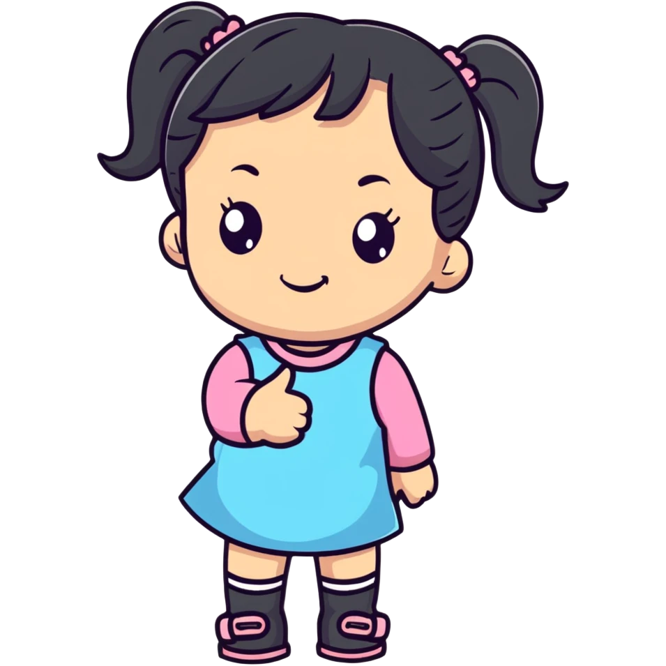 Cute little girl with pigtails emoji