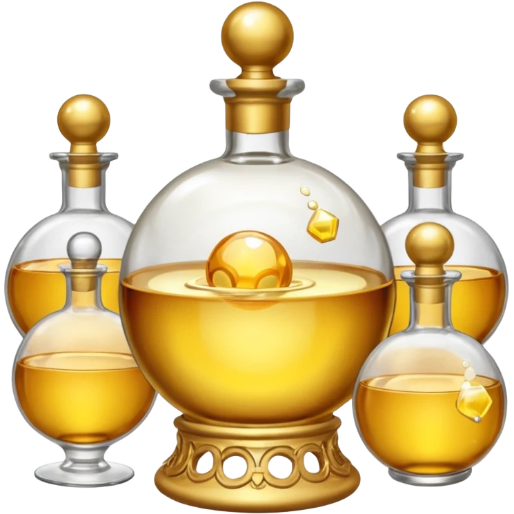 Treasure ball inside several alcohol bottles emoji