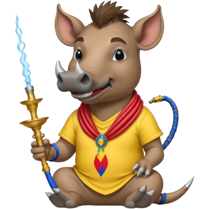 Warthog with a hookah and an ecuadorian flag on his shirt emoji