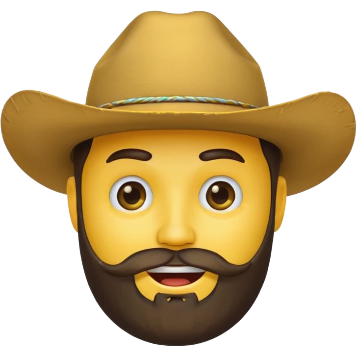 Winking yellow circle face with a beard wearing a cowboy hat emoji