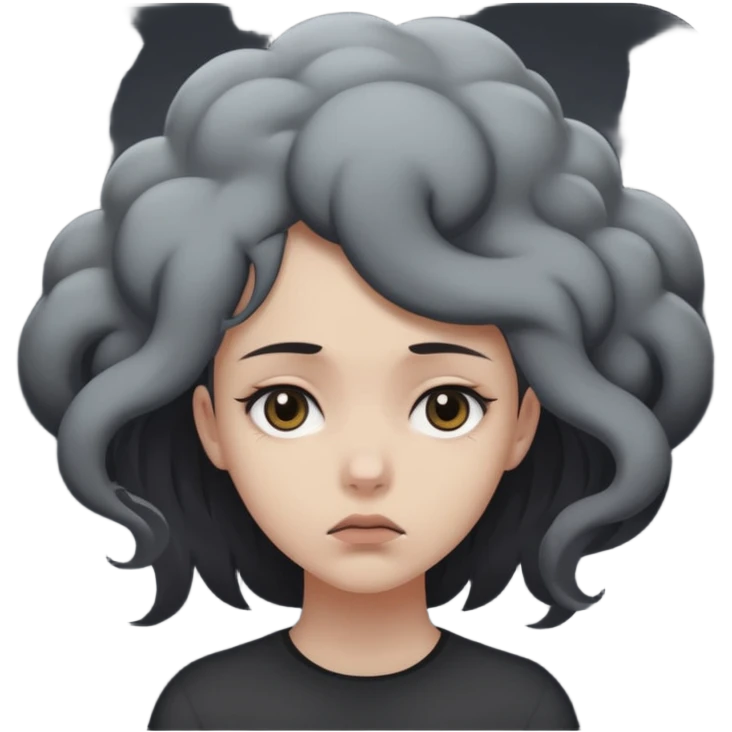 девушка, в голове черное облако мрачных мыслей  emoji