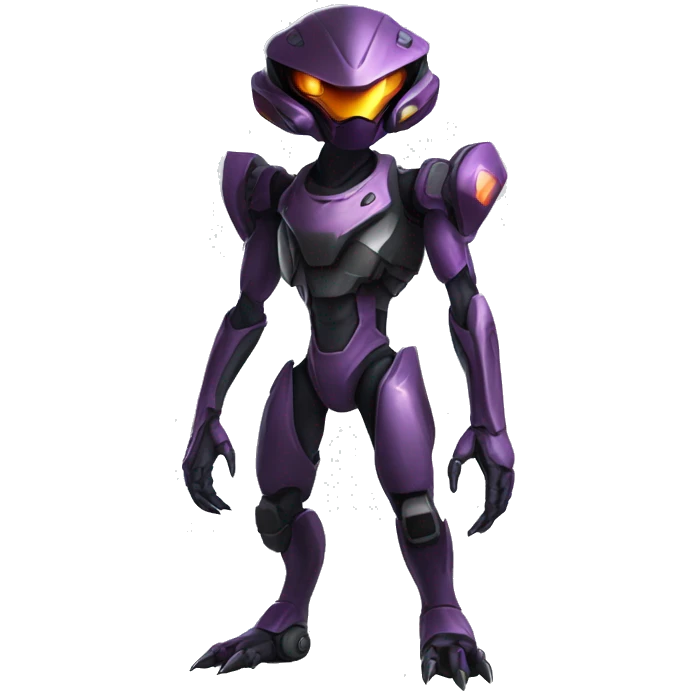 a black Genesect-Raptor-Fakémon—hybrid with a futuristic visor-helmet full body emoji