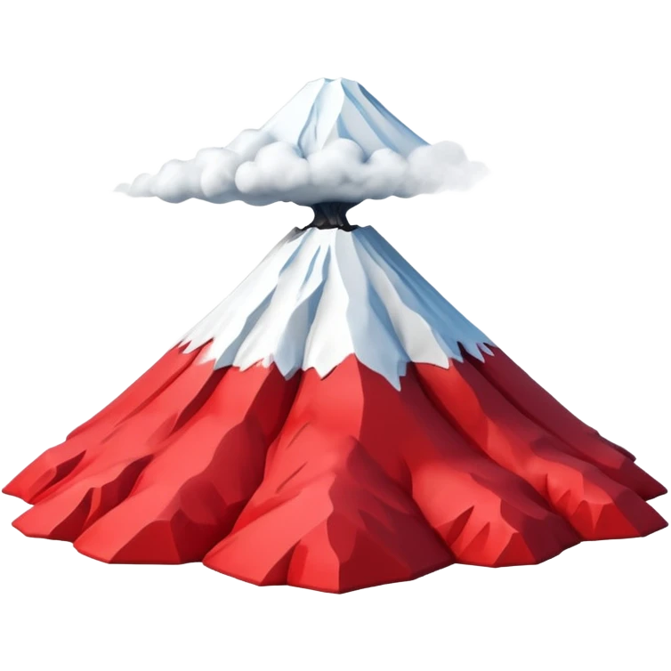 Create a 3D Mount Fuji with red color.  emoji