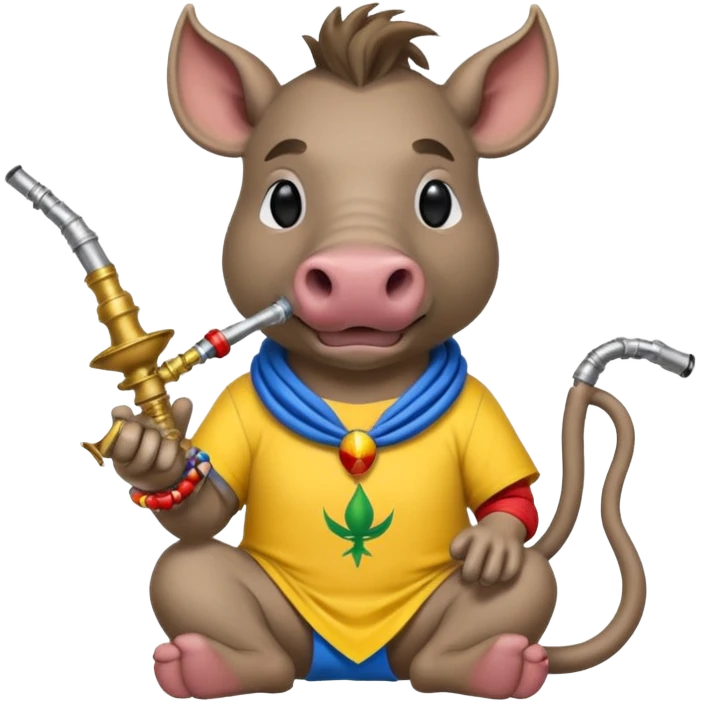 Warthog with a hookah and an ecuadorian flag on his shirt emoji