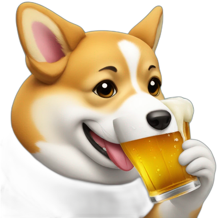 corgie drinking a beer emoji