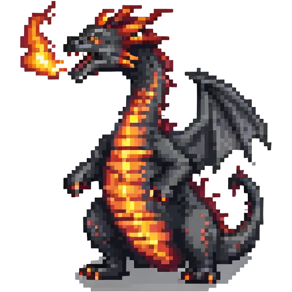 pixel art dragon breathing fire emoji