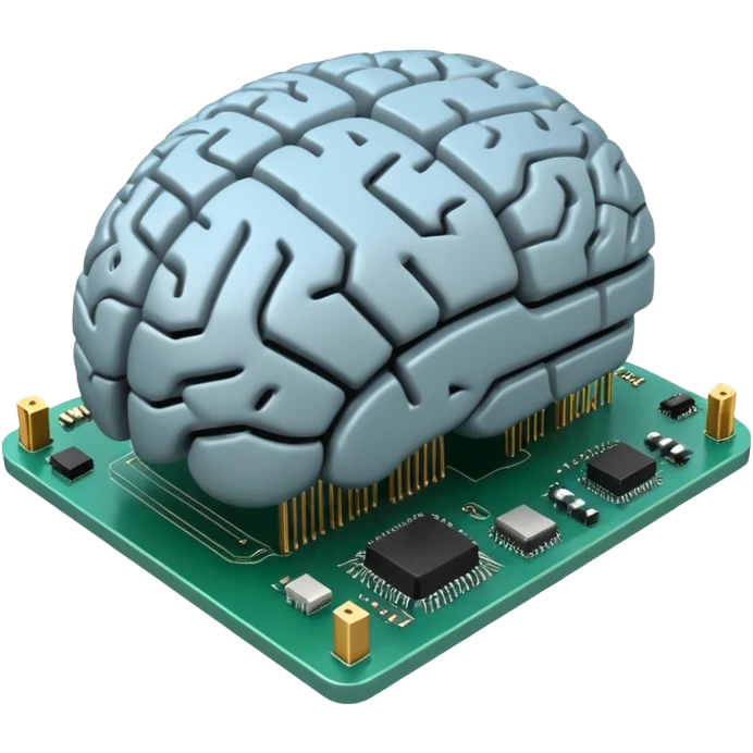 3D circuit board brain emoji