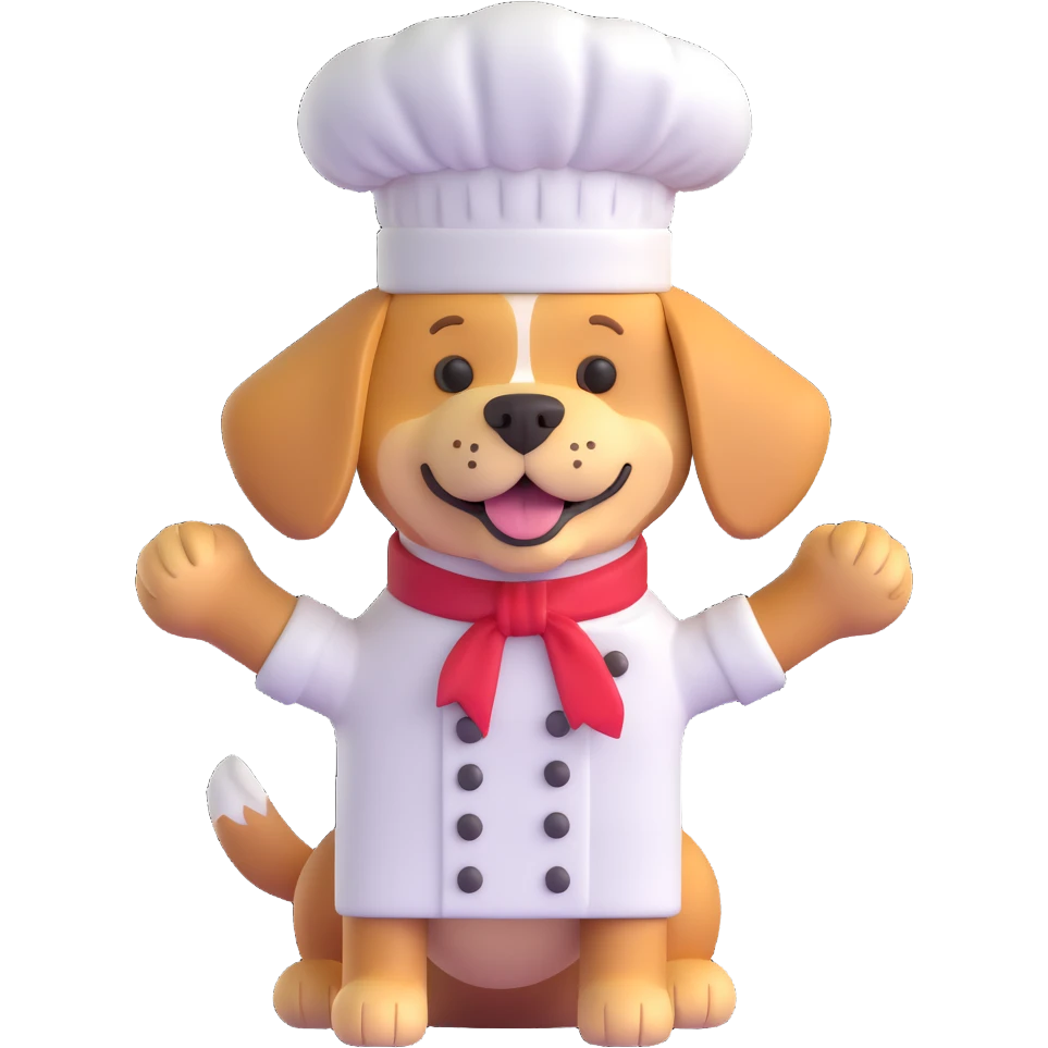 a dog wearing a chef's hat emoji