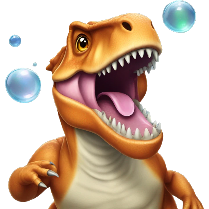 T-rex doing bubbles emoji
