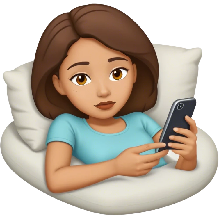 lightskin lady laying down scrolling on her phone bored emoji