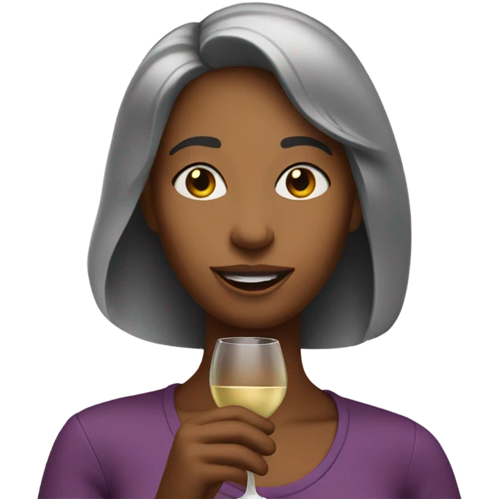 Liv drinking wine emoji