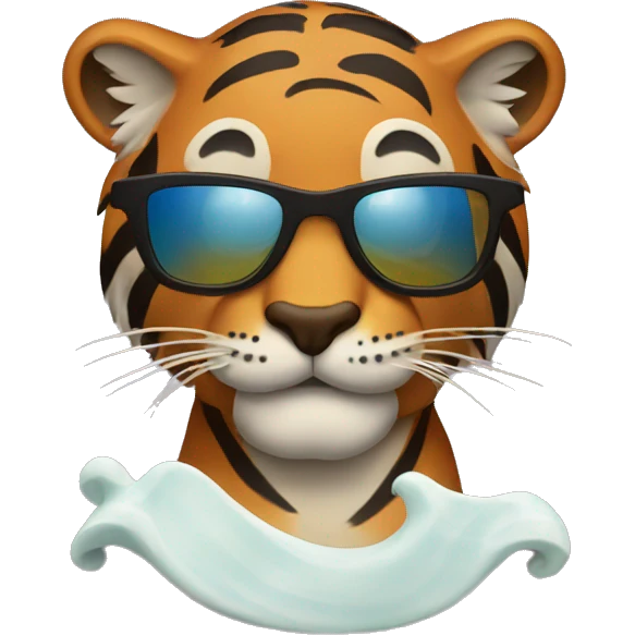 Surfing tiger sunglasses  emoji