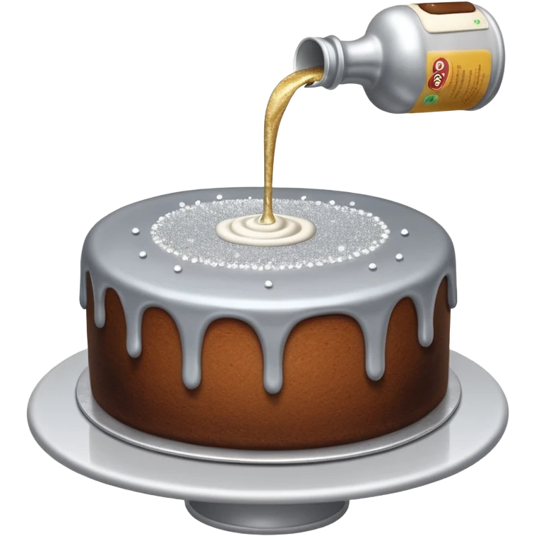 siler glitter being poured onto a cake  emoji