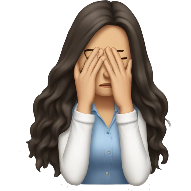 Long haired brunette doing facepalm emoji