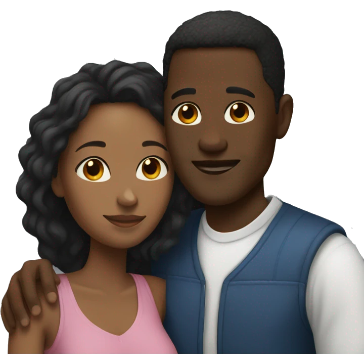 black woman & white man couple cuddling  emoji