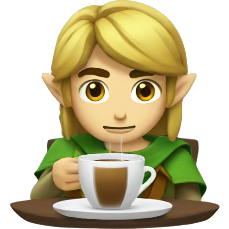 link from legend of zelda drinking coffee emoji